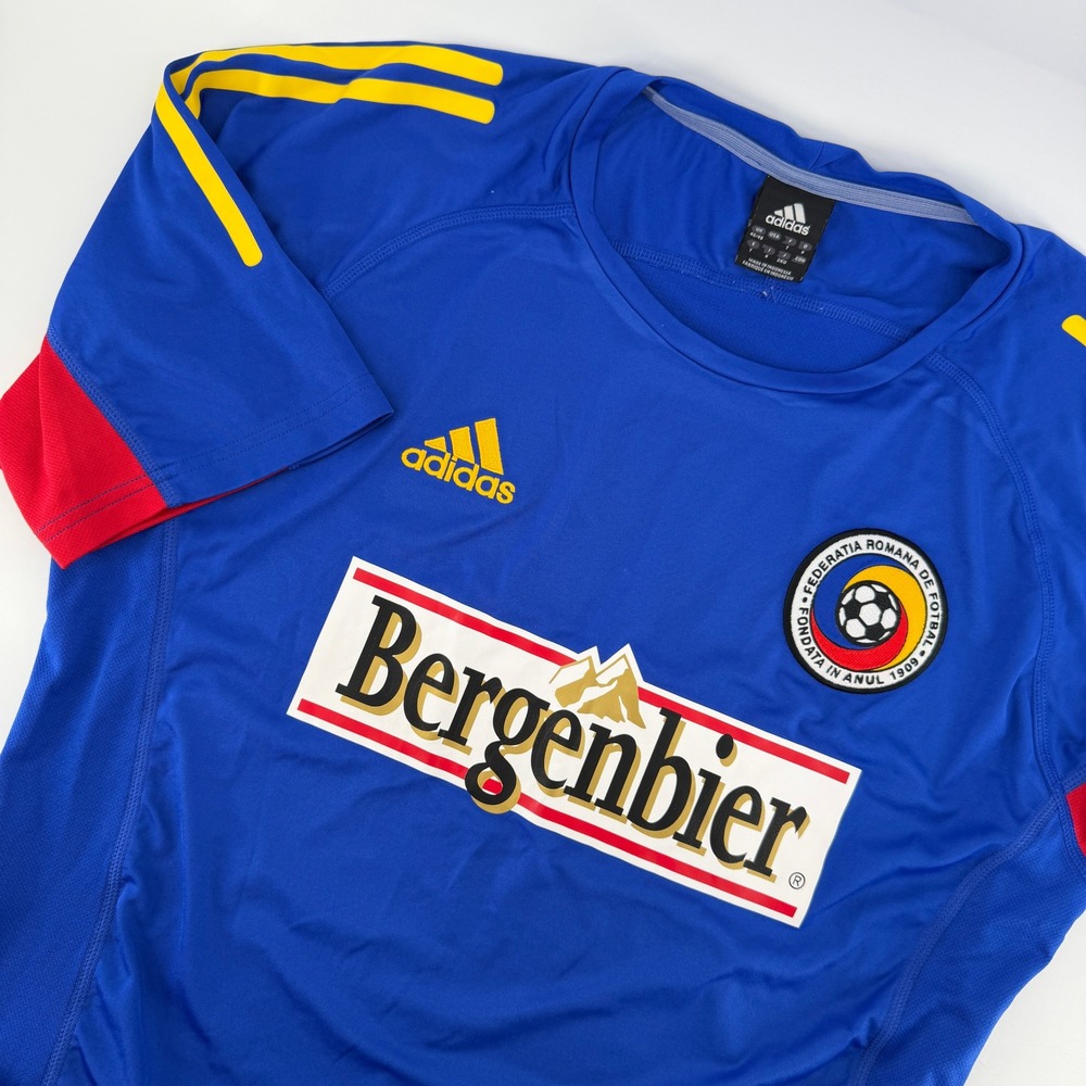 Adidas Romania Soccer Jersey Mens Large Blue Bergenbier Training Shirt Balkan